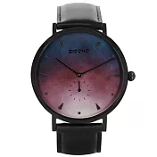【PICONO】A week 系列 渲染簡約黑色真皮錶帶手錶 /AW-7604