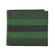 COACH 條紋配色PVC皮革短夾-綠黑條紋(現貨+預購)綠黑條紋