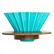 日本 ORIGAMI 陶瓷濾杯組S  土耳其藍/木質杯座
