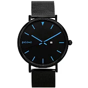 【PICONO】RGB 系列 輕薄黑色快拆式不鏽鋼網帶手錶 /RGB-6403