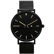 【PICONO】RGB 系列 輕薄黑色快拆式不鏽鋼網帶手錶 /RGB-6502
