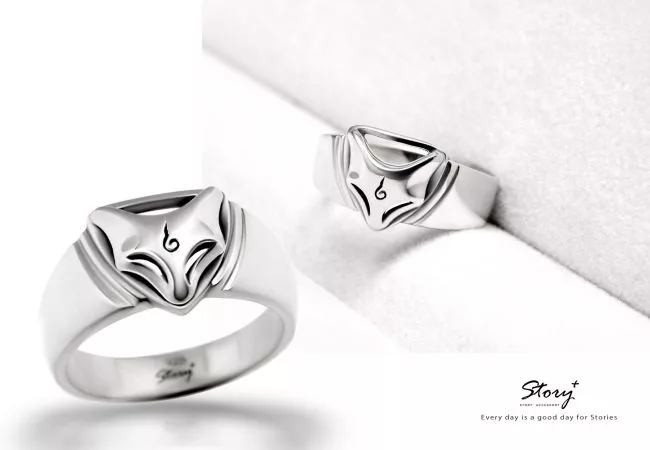 博客來 Story Accessory 靈狐系列 空狐純銀男戒10白k金 博客來 Story Accessory 靈狐系列 空狐純銀男戒10白k金