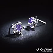 【Sayaka紗彌佳】925純銀 盛開的黎明花朵單鑽耳環 -紫鑽