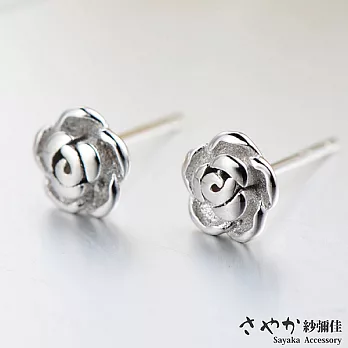 【Sayaka紗彌佳】925純銀香謝玫瑰鑲鑽造型耳環