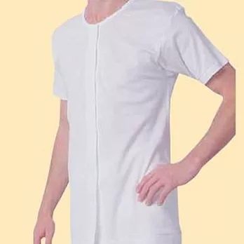 日本製男用前開式自粘內衣 - 半袖 (穿脫簡單設計)M白
