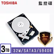 Toshiba 東芝 3TB 3.5吋 AV影音監控硬碟 (DT01ABA300V)