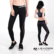 【Leader】女性專用 ColorFit運動壓縮緊身壓力褲XS(紫線條)
