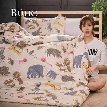 《BUHO》雙人加大三件式精梳純棉床包組《可愛出任務》