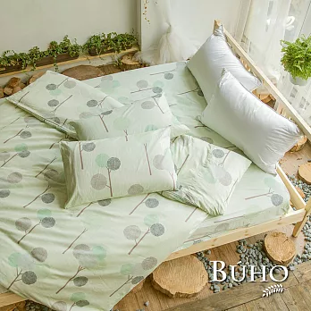 《BUHO》單人二件式精梳純棉床包組《如芽新綠》