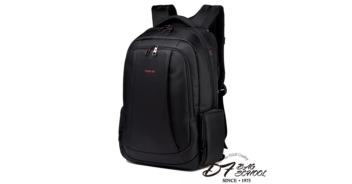 DF BAGSCHOOL - 高磅尼龍筆電可攜防盜款後背包黑色