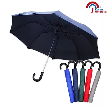 【Kasan 晴雨傘】超大防護罩防風半自動雨傘(深藍)