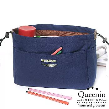 DF Queenin - 韓版袋質感系中包收納包包中包大款-共2色深藍