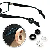 【KEL MODE】眼鏡配件-眼鏡專用矽膠防滑圈 圓形防滑套/耳勾套-2副(黑色)
