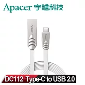 【Apacer宇瞻】 DC112 Type-C to USB2.0 傳輸線_白色 (1m扁線)