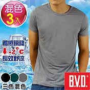 BVD 沁涼舒適酷涼圓領短袖衫(3入組)L彩色