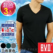 BVD 沁涼舒適酷涼V領短袖衫(3入組)L彩色