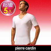 【Pierre Cardin皮爾卡登】新機能吸汗透氣U領短袖衫- (5入組)L白色