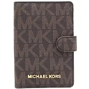 MICHAEL KORS立體logo防刮皮革護照∕證件夾-咖啡（現貨+預購）咖啡
