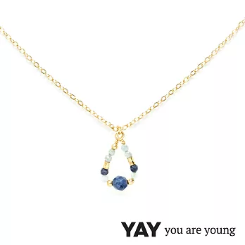 YAY You Are Young 法國品牌 Cleo 藍寶石項鍊 水滴墜設計 金色