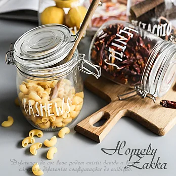 【Homely Zakka】清新晨光英文字防塵防潮壓扣玻璃密封罐/輕食沙拉罐/儲食儲物罐(900ml)隨機不挑字款