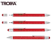 德國TROIKA工程筆5合1多功能原子筆PIP20/RD(正紅色,觸控/起子/尺/水平儀 多用途)工具筆隨身工具筆CONSTRUCTION PEN