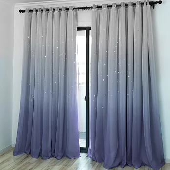 【巴芙洛】鏤空漸變雙層遮光窗簾-150x170cm-灰色