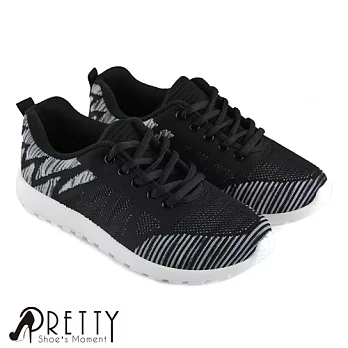 【Pretty】情侶款混色針織網布休閒女鞋JP23黑色