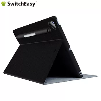 SwitchEasy Coverbuddy Folio iPad 9.7吋 (2018) 多角度側翻皮套(含可拆式筆夾)-黑色