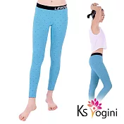 【KS yogini】點點反光印 彈力修身運動褲 瑜珈褲XS(藍底大圓點)
