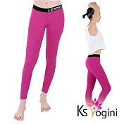 【KS yogini】點點反光印 彈力修身運動褲 瑜珈褲XS(紫底大圓點)