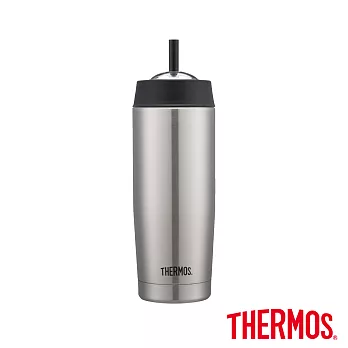 【THERMOS 膳魔師】不鏽鋼真空吸管隨行瓶0.47L(TS403SS)不銹鋼色