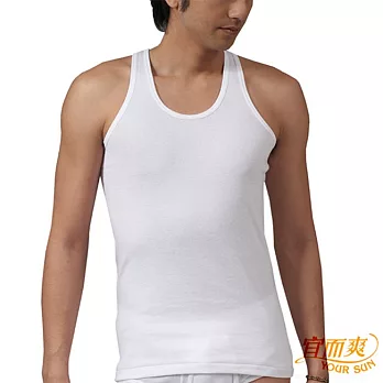 【宜而爽】時尚簡約羅紋型男短袖背心4 件組L白色
