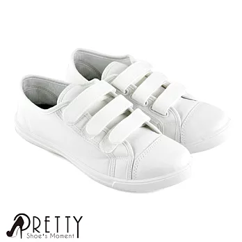 【Pretty】簡單三帶魔鬼氈休閒鞋JP23白色