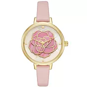 KATE SPADE 典雅立體薔薇皮革手錶-粉色(現貨+預購)粉紅