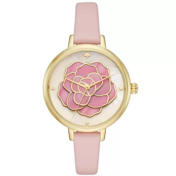 KATE SPADE 典雅立體薔薇皮革手錶-粉色（現貨＋預購）粉紅