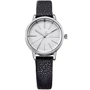 JULIUS聚利時 香榭大道皮錶帶腕錶-五色/28mm黑色