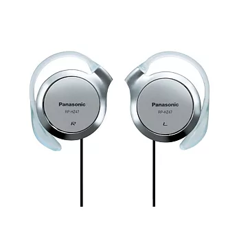 國際Panasonic超薄型stereo動立體聲耳掛式耳機RP-HZ47(強調舒適.訴求簡易裝戴;線長約1公尺但左右不等長)銀色 銀色