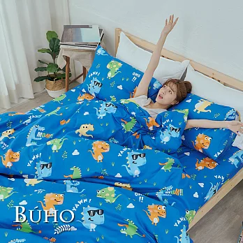 《BUHO》單人床包+雙人舖棉兩用被三件組《Q獸太郎》