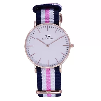 DW Daniel Wellington 經典中的珍貴收藏時尚優質帆布式腕錶-白面+金殼/36mm-DW00100034