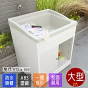 【Abis】日式穩固耐用ABS櫥櫃式大型塑鋼洗衣槽(雙門)-2入