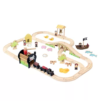 【Mentari 木製玩具】海盜寶藏火車軌道組