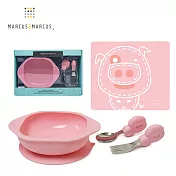 【MARCUS＆MARCUS】幼童握握學習禮盒餐墊組(多款任選)粉紅豬(粉)