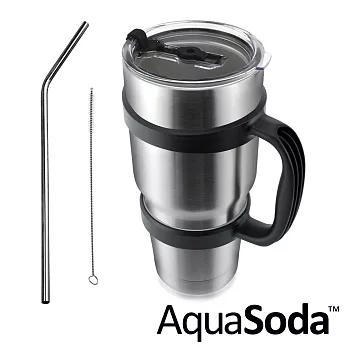 美國AquaSoda 304不鏽鋼雙層保溫保冰杯(含杯架超值組合)