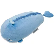 San-X 鯨鯊先生微笑的臉系列立體毛絨筆袋。小藍鯨