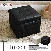 JP Kagu 日式時尚皮沙發椅收納椅-小(二色) 黑