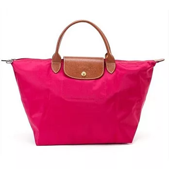 Longchamp Le Pilage法國經典摺疊水餃包(M短把/桃紅色)