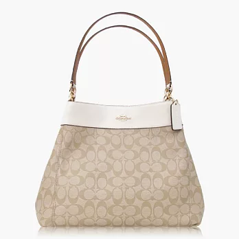 COACH 實搭耐用 PVC / 手提 / 肩背三層包_卡其白