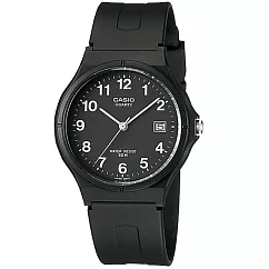 CASIO 卡西歐 MW─59 極簡時尚經典指針日期中性錶 ─ 黑面白字 1B