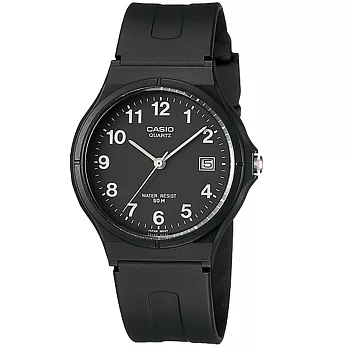 CASIO 卡西歐 MW-59 極簡時尚經典指針日期中性錶 - 黑面白字 1B