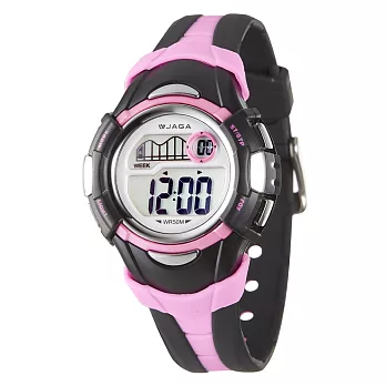 AGA(捷卡)炫彩亮眼時尚多功能電子錶-M628-AG(黑粉)